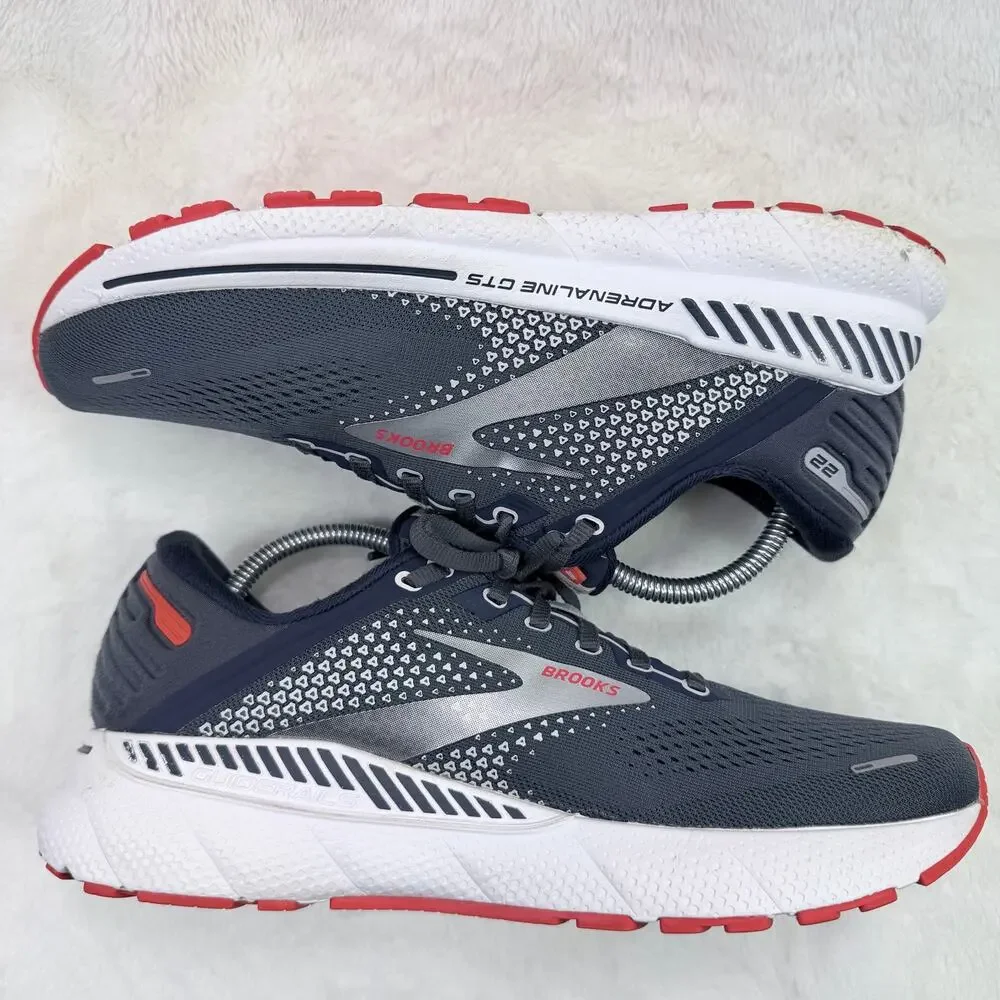 Brooks Adrenaline GTS 22 Mens Running Shoes Navy Blue Red Size 9 D Sneaker